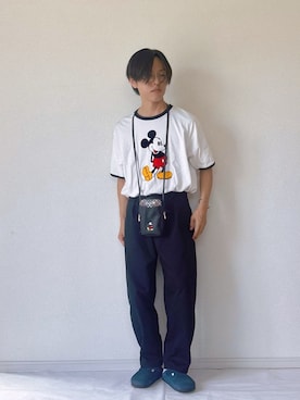 「ミッキーT」｜ヨッピーさん（メンズ・165cm）の夏コーディネート