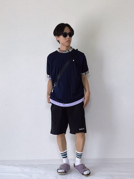 「重ね着」｜ヨッピーさん（メンズ・165cm）の夏コーディネート