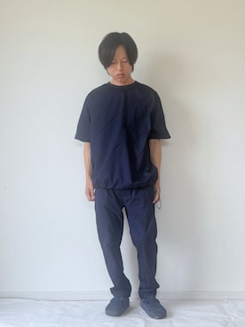 「Arnold Palmer（アーノルドパーマー）のURBAN BREEZE Tシャツ（Tシャツ/カットソー、ブルー系）」を使った、ヨッピーさん（メンズ・165cm）の夏コーディネート
