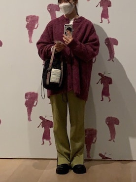 「モヘアカーディガン」｜「アイテム（ブーツ）」を使った、marichiiiiさん（レディース・152cm）の秋コーディネート