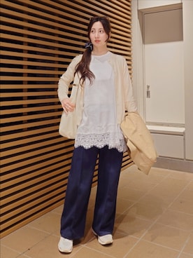 「レースキャミソール」｜KIMIさん（レディース・164cm）の春コーディネート