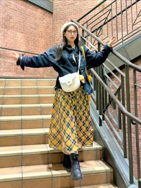 「アイテム（ハンチング/ベレー帽）」を使った、KIMIさん（レディース・164cm）の秋コーディネート