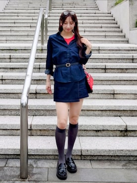 「アイテム（バンダナ/スカーフ）」を使った、KIMIさん（レディース・164cm）の秋コーディネート