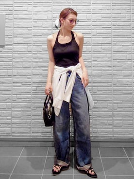 「アイテム（タンクトップ）」を使った、KIMIさん（レディース・164cm）の夏コーディネート