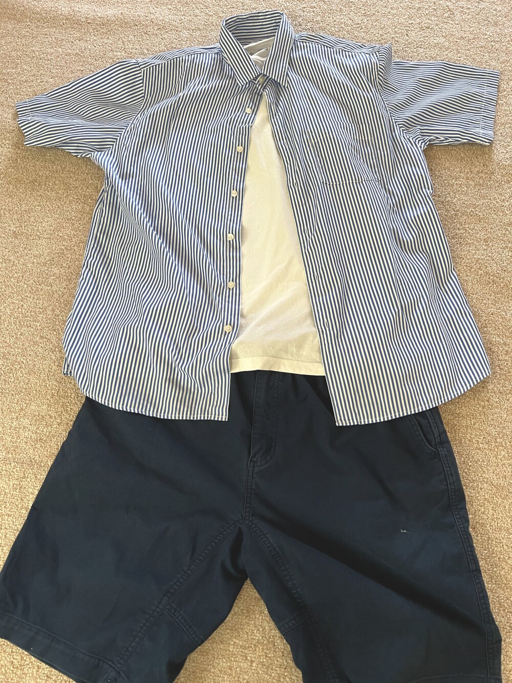 「夏コーデ、今日のコーデ、アウトドアスタイル、おでかけコーデ、夏服、暑い日コーデ、ラフコーデ、きれいめカジュアル、プチプラ、シンプルコーデ、メンズファッション、半袖Ｔシャツ、ユニクロ、キーン(KEEN)、keen」｜「UNIQLOのアイテム（シャツ/ブラウス、ブルー系）」を使った、zuhiiさん（メンズ・181cm）の夏コーディネートの1枚目の写真