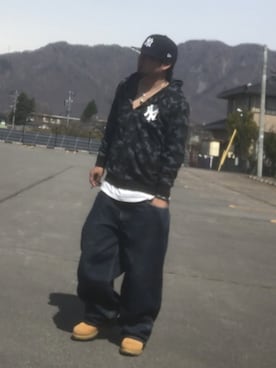 「アイテム（ブーツ、イエロー系）」を使った、streetduckkingさん（メンズ・172cm）の春コーディネート