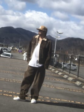 「Lee（リー）のアイテム（ライダースジャケット）」を使った、streetduckkingさん（メンズ・172cm）の冬コーディネート