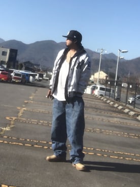 「アイテム（スタジャン、シルバー系）」を使った、streetduckkingさん（メンズ・172cm）の冬コーディネート