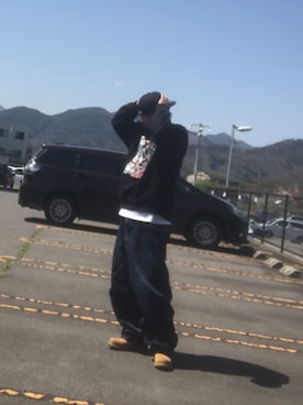 「JERZEES（ジャージーズ）のアイテム（スウェット）」を使った、streetduckkingさん（メンズ・172cm）の春コーディネート