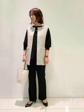 「ツイードベスト」｜「アイテム（その他）」を使った、eriさん（レディース・164cm）の秋コーディネート