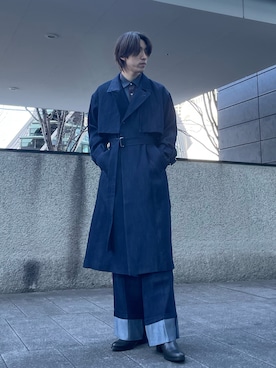 「tk.TAKEO KIKUCHI（ティーケータケオキクチ）のアイテム（トレンチコート）」を使った、siraさん（メンズ・182cm）の冬コーディネート