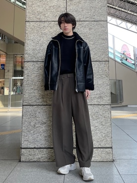 「ムートン」｜「アイテム（アクセサリー）」を使った、siraさん（メンズ・182cm）の冬コーディネート