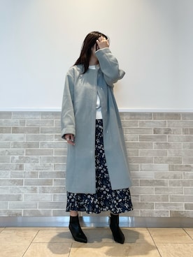 「Te chichi（テチチ）のアイテム（ノーカラーコート）」を使った、m   aさん（レディース・162cm）の冬コーディネート