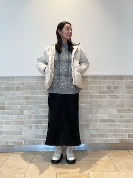 「フード」｜「アイテム（その他アウター）」を使った、m   aさん（レディース・162cm）の冬コーディネート