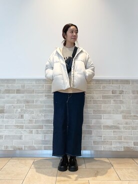 「ロゴニット」｜「アイテム（その他アウター）」を使った、m   aさん（レディース・162cm）の冬コーディネート