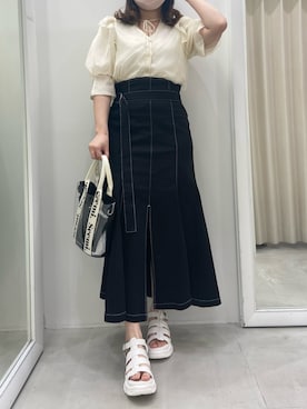 「one after another NICE CLAUP（ワンアフターアナザーナイスクラップ）のスニーカー底グルカサンダル（サンダル）」を使った、yunaさん（レディース・157cm）の夏コーディネート