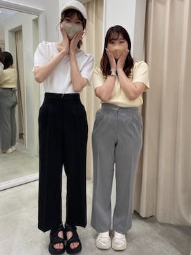「スポサン」｜「アイテム（スラックス）」を使った、yunaさん（レディース・157cm）の春コーディネート