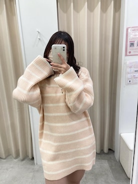 「one after another NICE CLAUP（ワンアフターアナザーナイスクラップ）のNC刺繍ハイネックニットミニワンピ（ニット/セーター）」を使った、yunaさん（レディース・157cm）の冬コーディネート