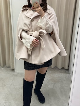 「one after another NICE CLAUP（ワンアフターアナザーナイスクラップ）のアイテム（ポンチョ）」を使った、yunaさん（レディース・157cm）の秋コーディネート
