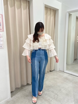 Seemi】フロントリボン羽織りブラウスを使った人気ファッション