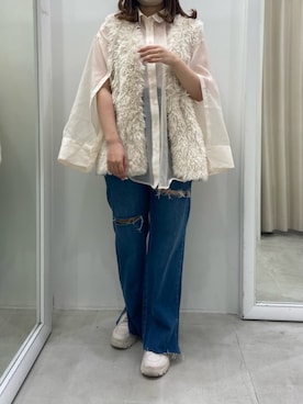 「スリットシャツ」｜yunaさん（レディース・157cm）の夏コーディネート
