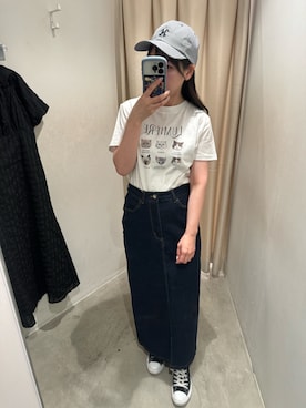 「one after another NICE CLAUP（ワンアフターアナザーナイスクラップ）のアイテム（キャップ）」を使った、mayukaさん（レディース・157cm）の春コーディネート