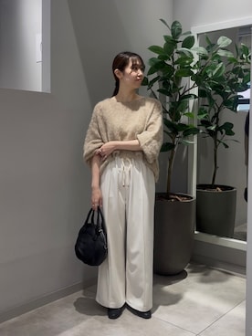 「Jena espace merveilleux（ジェナ　エスパスメルヴェイユ）のモヘア混ニット（ニット/セーター、ベージュ系）」を使った、rinaさん（レディース・159cm）の秋コーディネート