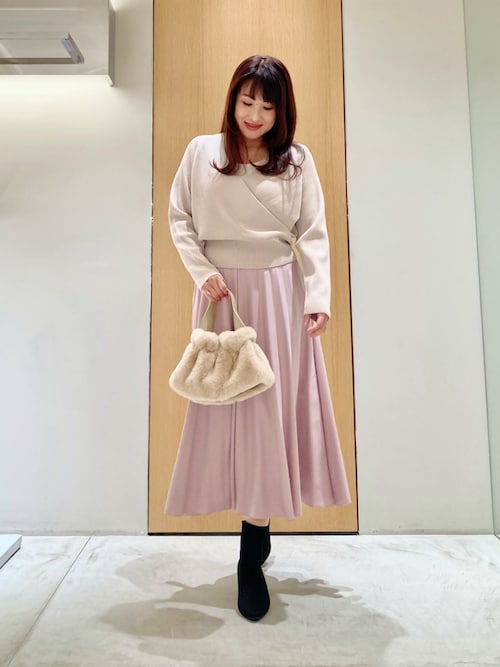 レザーライクサテンプリーツ スカート（スカート）｜ANAYI