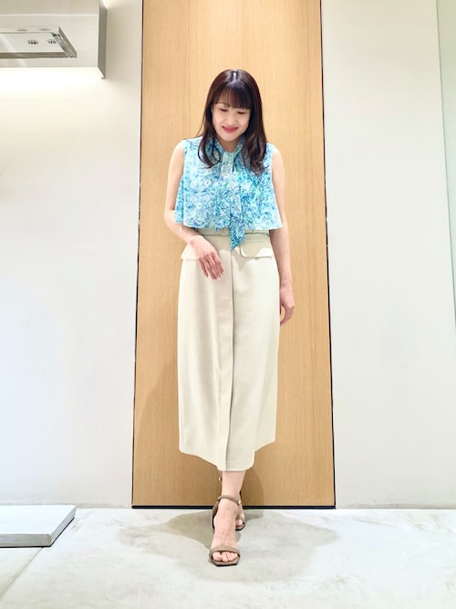 ANAYI アナイ イレギュラースクエアプリントタイ付き ブラウス 未使用に近い ANAYI（アナイ） ブラウス シャツ カレイドミラープリントボウタイ