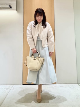 「コート」｜「アイテム（ノーカラージャケット）」を使った、Hasebe.tさん（レディース・154cm）の春コーディネート