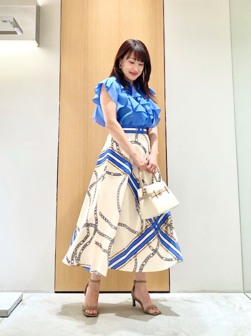 ANAYI（アナイ） スカート パネルチェーンプリントフレア スカート