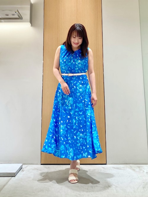 ANAYI（アナイ） ワンピース Veil Blue プリントリネンフレア 