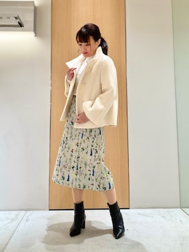 「ANAYI（アナイ）のアイテム（ノーカラーコート）」を使った、Hasebe.tさん（レディース・154cm）の秋コーディネート