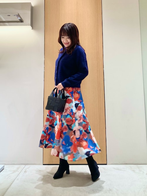 ANAYI（アナイ） スカート アートフラワータックフレア スカート