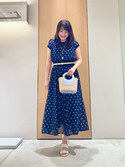 フラワー刺繍ドットフレア ワンピース（ワンピース）｜ANAYI（アナイ