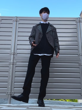 「アイテム（マスク、パープル系）」を使った、HITOSHI OGAWAさん（メンズ・166cm）の春コーディネート