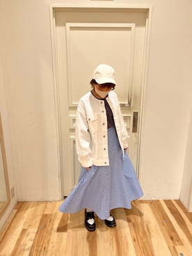 「Samansa Mos2 blue（サマンサモスモスブルー）のアイテム（キャップ）」を使った、🐟あゆ🐟さん（レディース・156cm）の春コーディネート