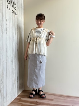 「Samansa Mos2 blue」｜「アイテム（その他）」を使った、🐟あゆ🐟さん（レディース・156cm）の夏コーディネート