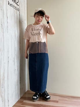 「Samansa Mos2 blue（サマンサモスモスブルー）のアイテム（トップス、オレンジ系）」を使った、🐟あゆ🐟さん（レディース・156cm）の春コーディネート