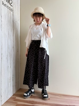 「Samansa Mos2 blue（サマンサモスモスブルー）のアイテム（帽子）」を使った、🐟あゆ🐟さん（レディース・156cm）の春コーディネート