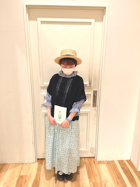 「Samansa Mos2（サマンサ モスモス）のレトロ壁紙風柄スカート（スカート）」を使った、🐟あゆ🐟さん（レディース・156cm）の春コーディネート