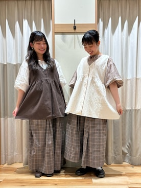 「双子コーデ」｜「アイテム（チュニック）」を使った、🐟あゆ🐟さん（レディース・156cm）の春コーディネート