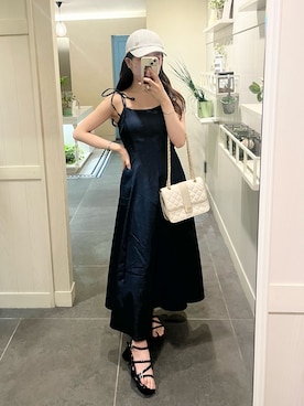 「one after another NICE CLAUP（ワンアフターアナザーナイスクラップ）のアイテム（キャップ）」を使った、yuiさん（レディース・157cm）の夏コーディネート