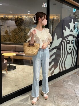 「フレアデニム」｜yuiさん（レディース・157cm）の夏コーディネート