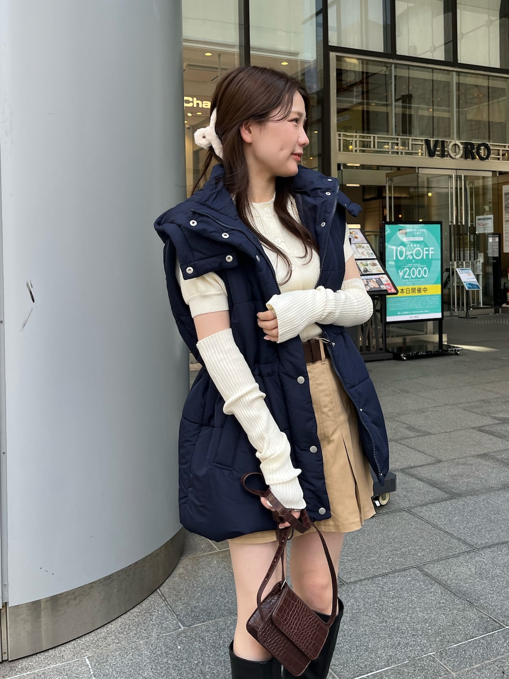 スカート（ベージュ系）を使った「ダウンジャケット」の人気