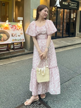 「アイテム（ワンピース、ピンク系）」を使った、yuiさん（レディース・157cm）の春コーディネート
