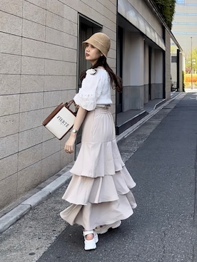 「one after another NICE CLAUP（ワンアフターアナザーナイスクラップ）のスニーカー底グルカサンダル（サンダル）」を使った、yuiさん（レディース・157cm）の春コーディネート