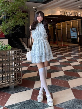 「花柄ワンピース」｜naoさん（レディース・159cm）の夏コーディネート