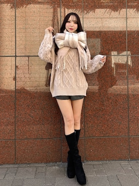 「アイテム（ストール/ショール）」を使った、naoさん（レディース・159cm）の秋コーディネート