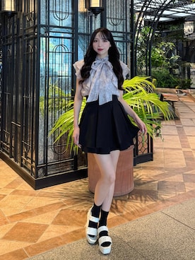「アイテム（スカート、ブラック系）」を使った、naoさん（レディース・159cm）の夏コーディネート